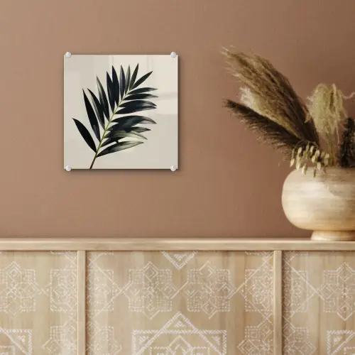 Palmblad - Subtiel - Groen - beige plexiglas 5mm klein -sfeer5