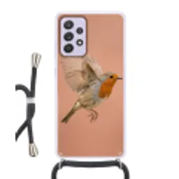 Roodborst - Natuur - Roze Hoesje Samsung Galaxy A52 5G met koord klein -3d