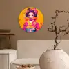Bloemen - Vrouw - Kimono - Roze Wandcirkel plexiglas klein -sfeer1