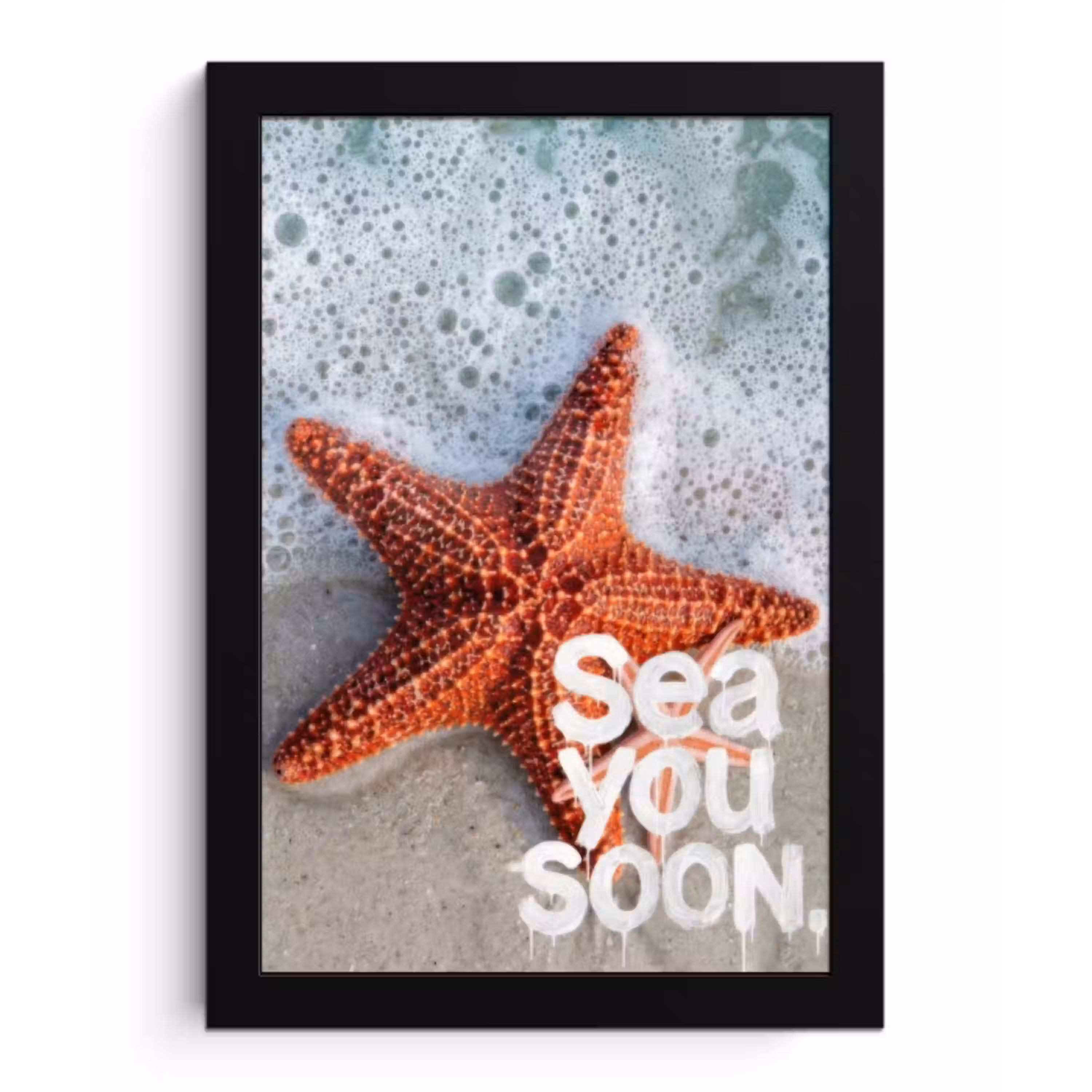 Sea you soon - Zeester - Zee fotolijst zwart zonder passe partout klein -3d