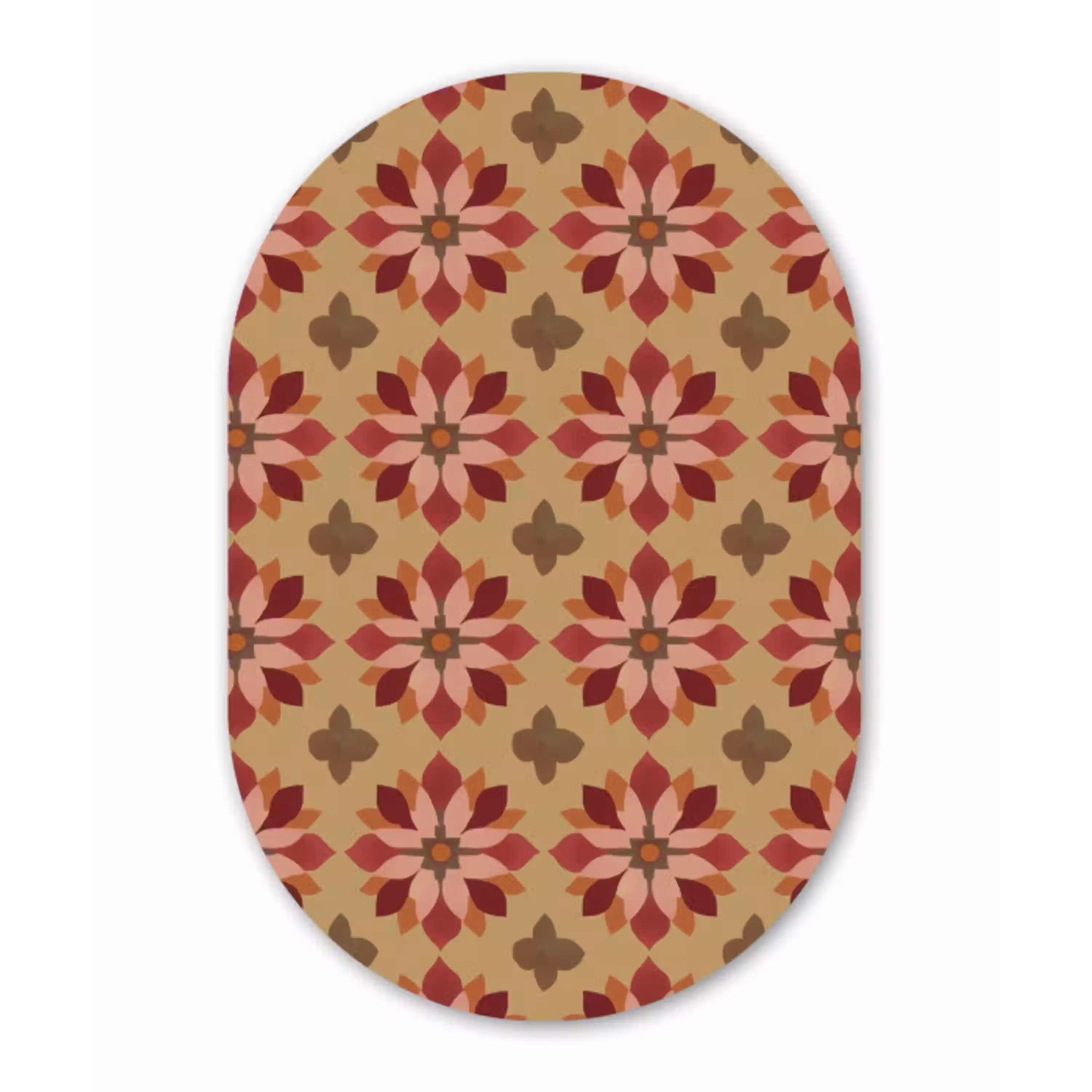 Bloemen - Retro - Groen Wandcirkel Ovaal Aluminium middel 839 -3d