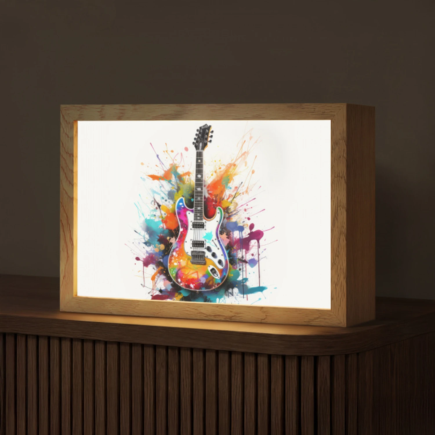 Gitaar - Graffiti - Muziek - Wit Light Box met kabel (Tafellamp) klein -z3d_website