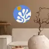 Minimalistisch - Organisch patroon - Blauw Wandcirkel behangsticker klein -sfeer1