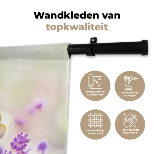 Lavendel - Vlinder - Bloemen Wandkleed katoen klein -sfeer2