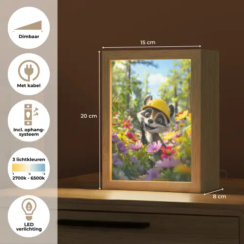 Wasbeer  - Natuur - Bloemen - Bouwhelm Light Box met kabel klein -USP_NL