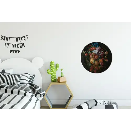 Festoen van vruchten en bloemen - Schilderij van Jan Davidsz. de Heem Wandcirkel aluminium klein -kinderkamer