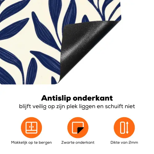 Bladeren - Klimop - Donkerblauw Inductie beschermer vinyl 3mm klein -zzzzzzz-td-onderkant