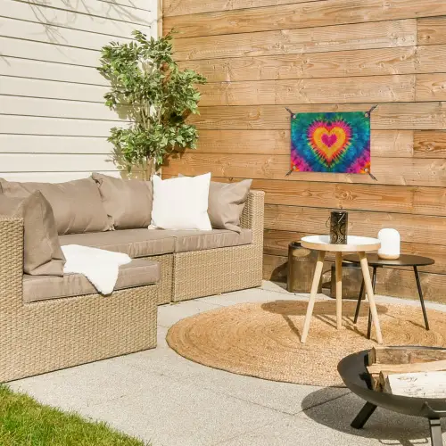 Hart - Tie Dye - Kleurrijk tuinposter los doek klein -sfeer4