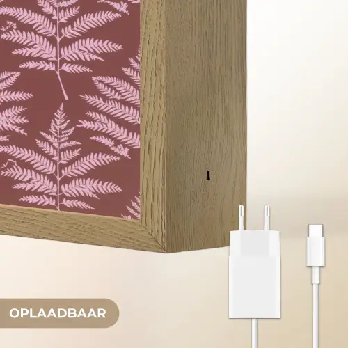 Blad - Patroon - Paars Light Box met batterij (Wandlamp) middel 907 -USP_websiteoplaadbaarNL