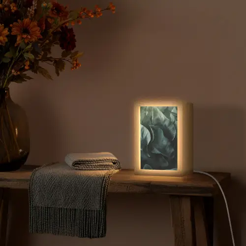 Groen - Bladeren - Glad - Nerven Light Box met kabel (Tafellamp) klein -sfeer4