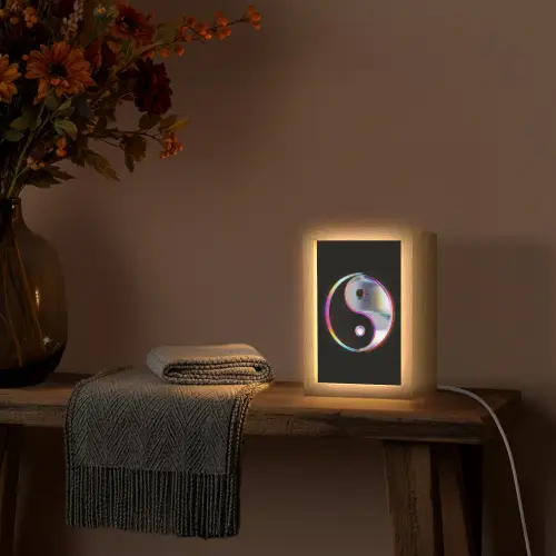 Yin-Yang - Cirkel - Regenboog Light Box met kabel (Tafellamp) klein -sfeer4