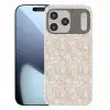 Bloemenprint - Grijs - Crème Telefoonhoesje iPhone 17 Pro Max klein 879 -3d