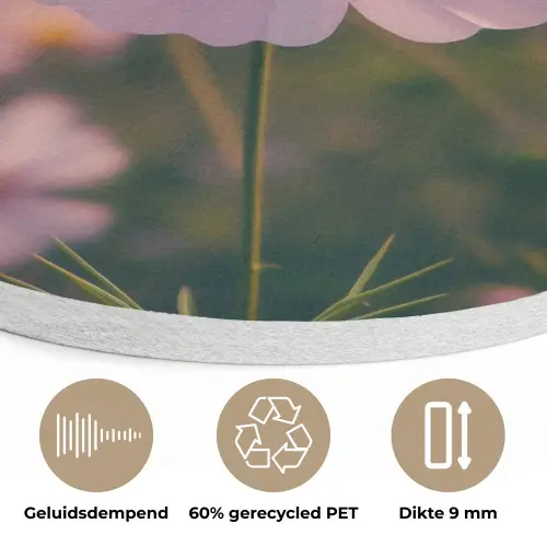 Bloemen - Paars - Wazig Akoestische PET Vilt - Rond klein -closeup_NL