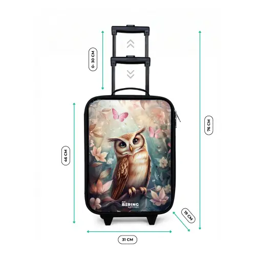 Uil met vlinders in mystiek bos Kinderkoffer - Zwart klein -productfoto_formaten