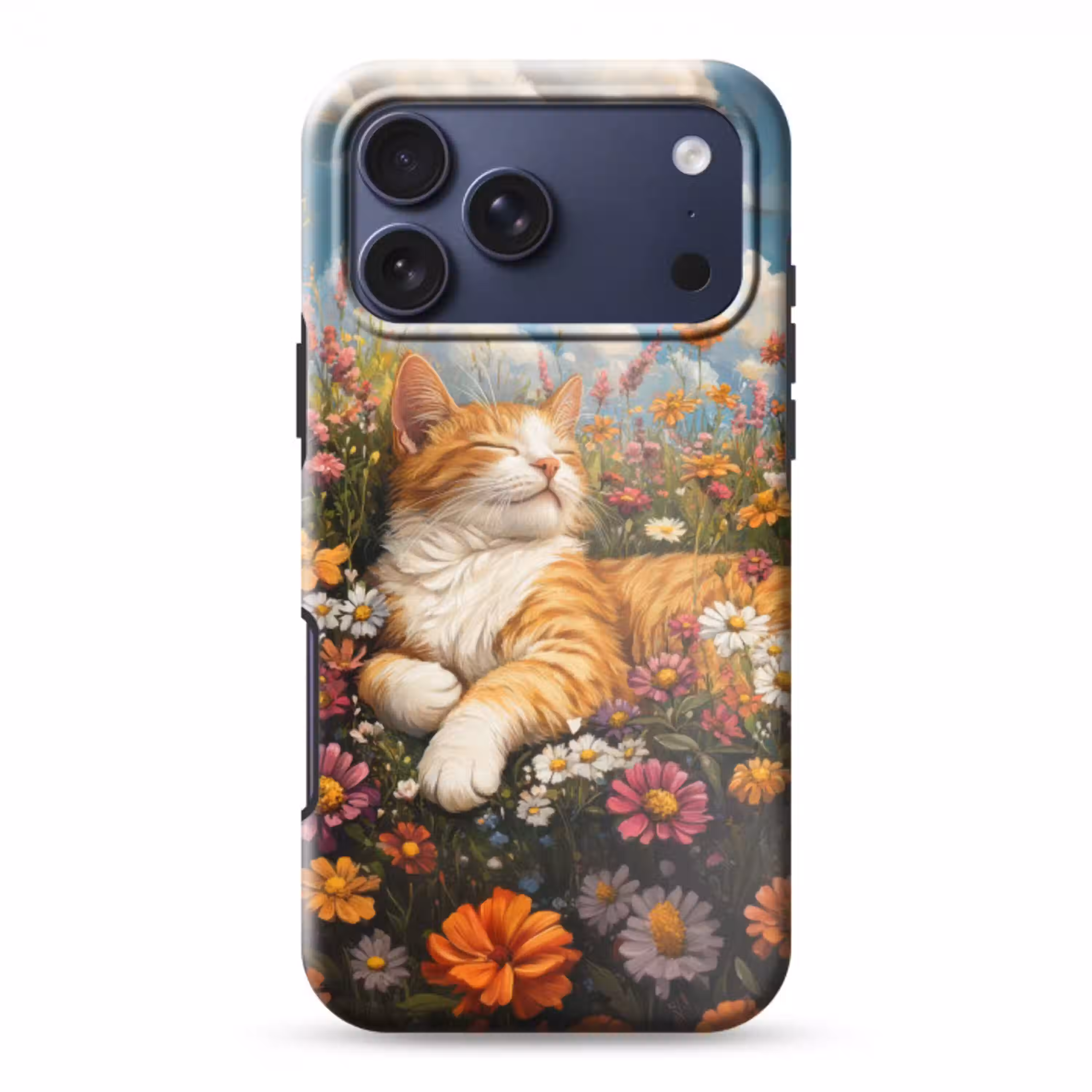 Kat - Bloemen - Ontspannen Toughcase MagSafe Apple iPhone 17 Pro Max klein -3d