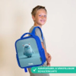 Blauw pluizig monster met hoorns Kinderrugzak - Blauw middel -sfeer3_DE