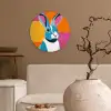 Haas - Kleurvakken - Oren - Roze Wandcirkel kunststof plaat 5mm dik klein -sfeer1