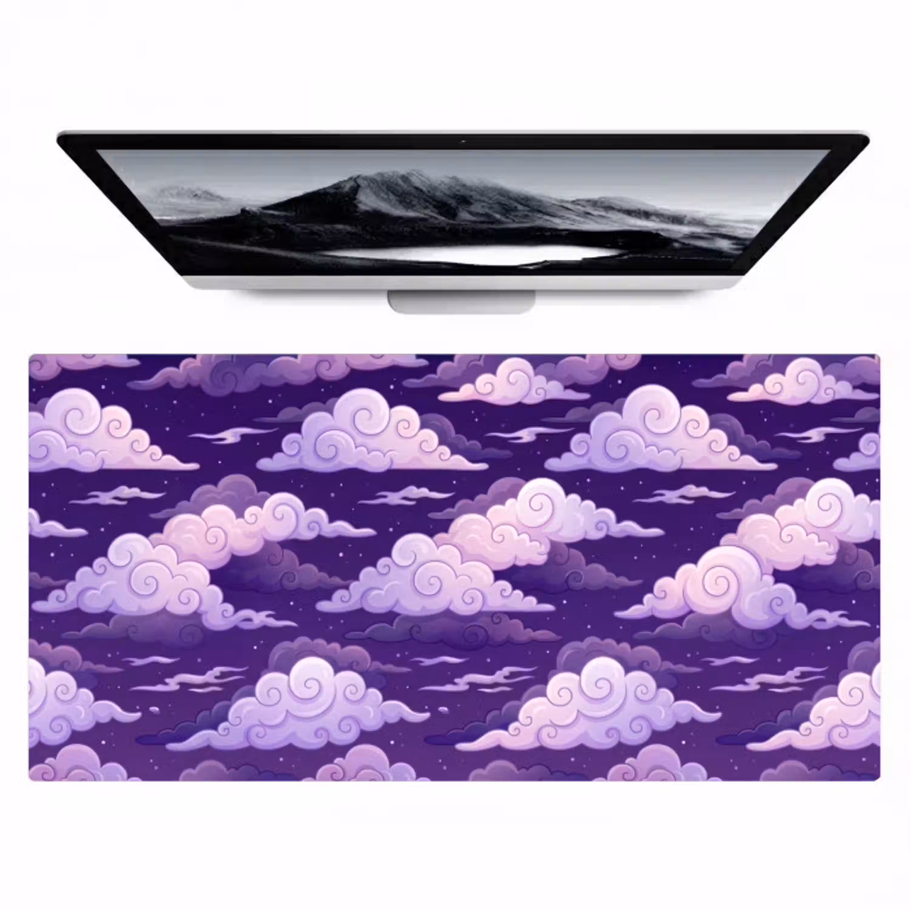 Wolken - Nacht - Natuur - Abstract - Paars Muismat XXL klein -zzz3d
