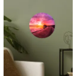 Steiger - Water - Zon - Roze - Horizon Wandcirkel behangsticker klein -sfeer2