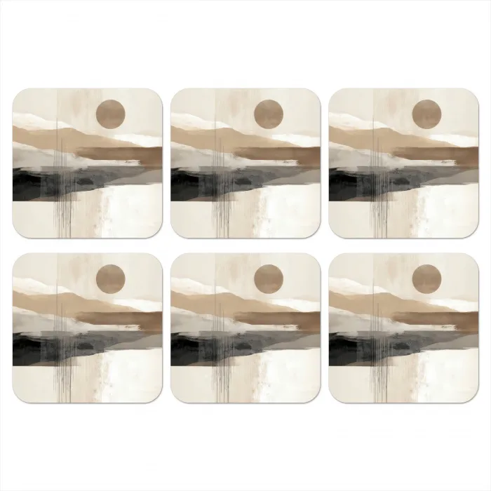 Minimalistisch - Landschap - Dimensie onderzetter kurk middel -3d