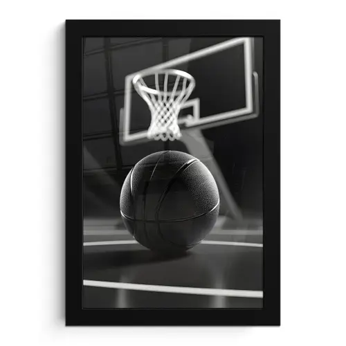Basketbal - Basketbalveld - Lichtlijnen fotolijst zwart zonder passe partout klein -3d