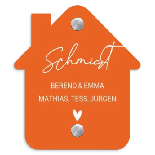 Oranje - Sierlijk Naambord Huisje klein -3d