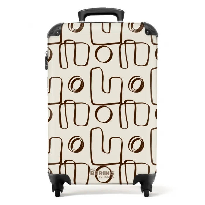 Bruine abstracte lijnen op beige achtergrond NBS - Handbagage koffer - Kinderen Unisex middel -productfoto_recht