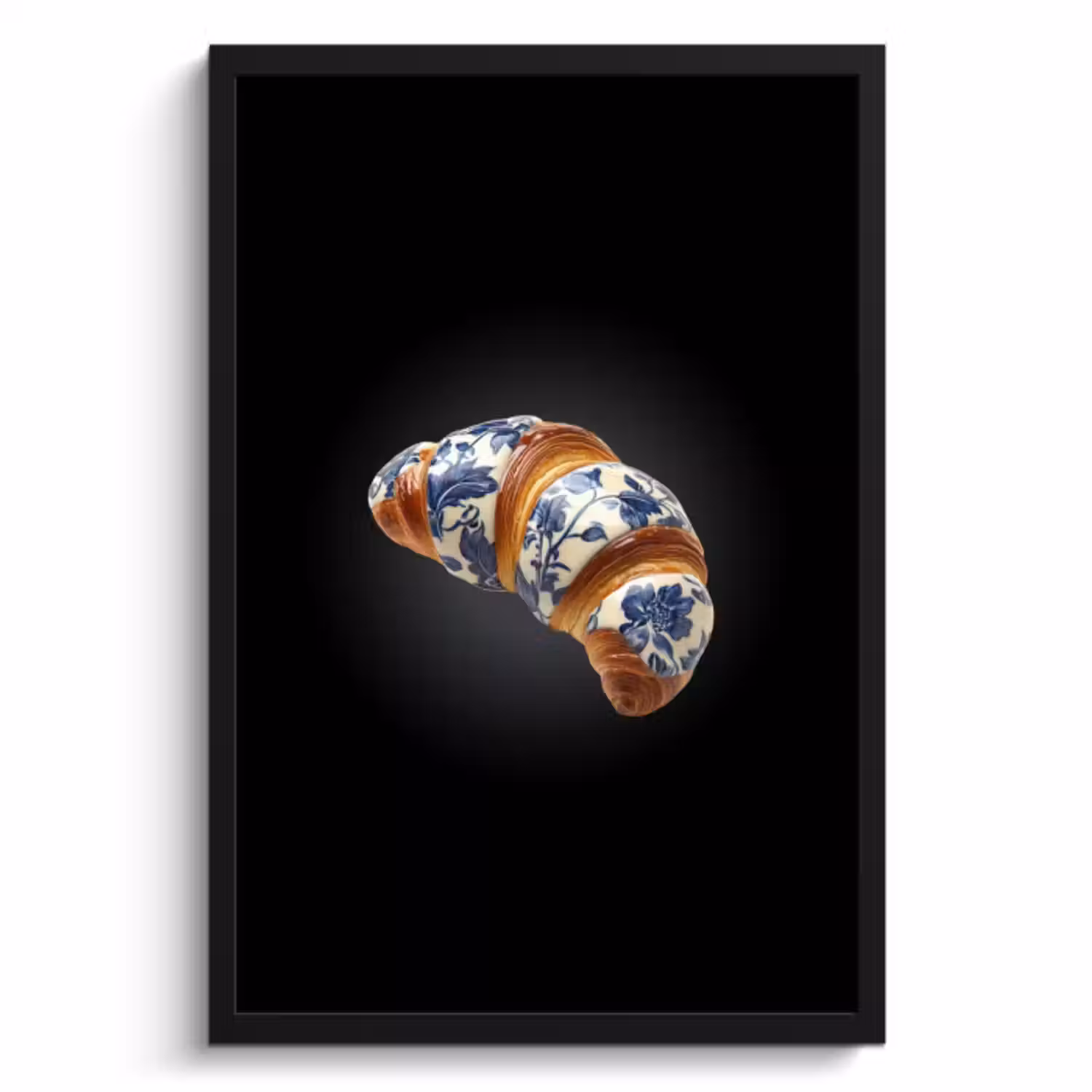 Bilder mit Rahmen - Croissant - Florales Muster - Delfter Blau