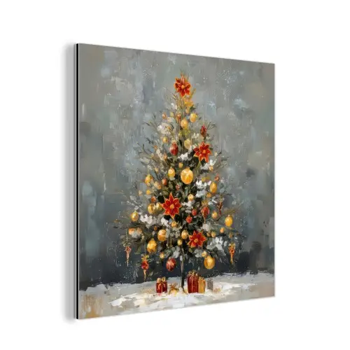 Kerstboom - Cadeaus - Rood - Goud aluminium wit klein -3d