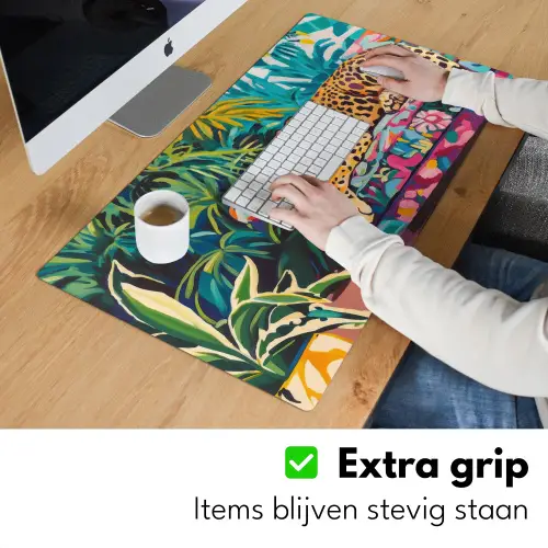 Luipaard - Kleurrijk - Tropisch Muismat XXL klein -sfeer3