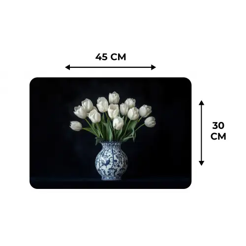 Wit - Bloemen - Tulpen - Vaas Placemat vinyl groot -specs