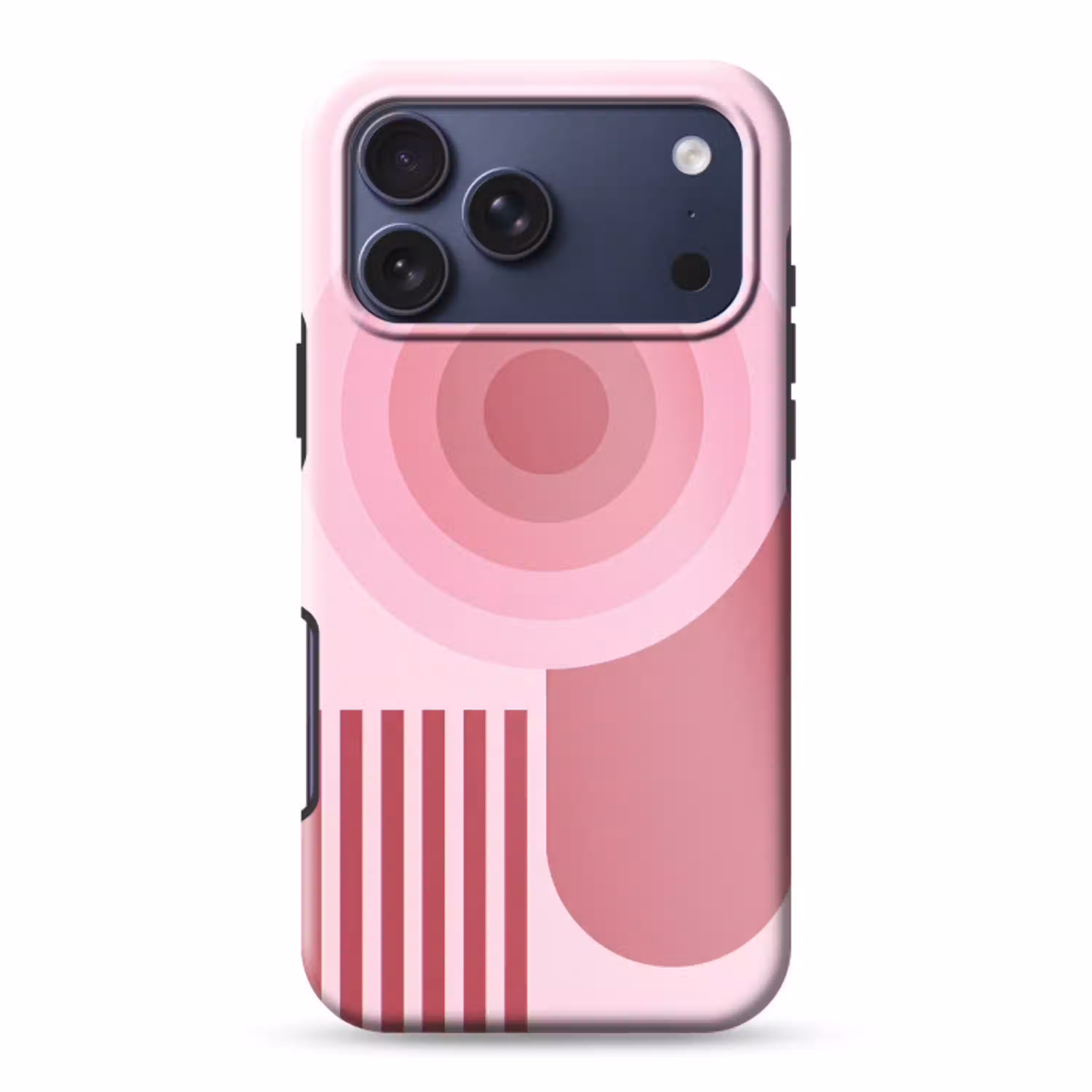 Abstract - Cirkels - Strepen - Modern - Roze Toughcase MagSafe Apple iPhone 17 Pro Max klein -3d