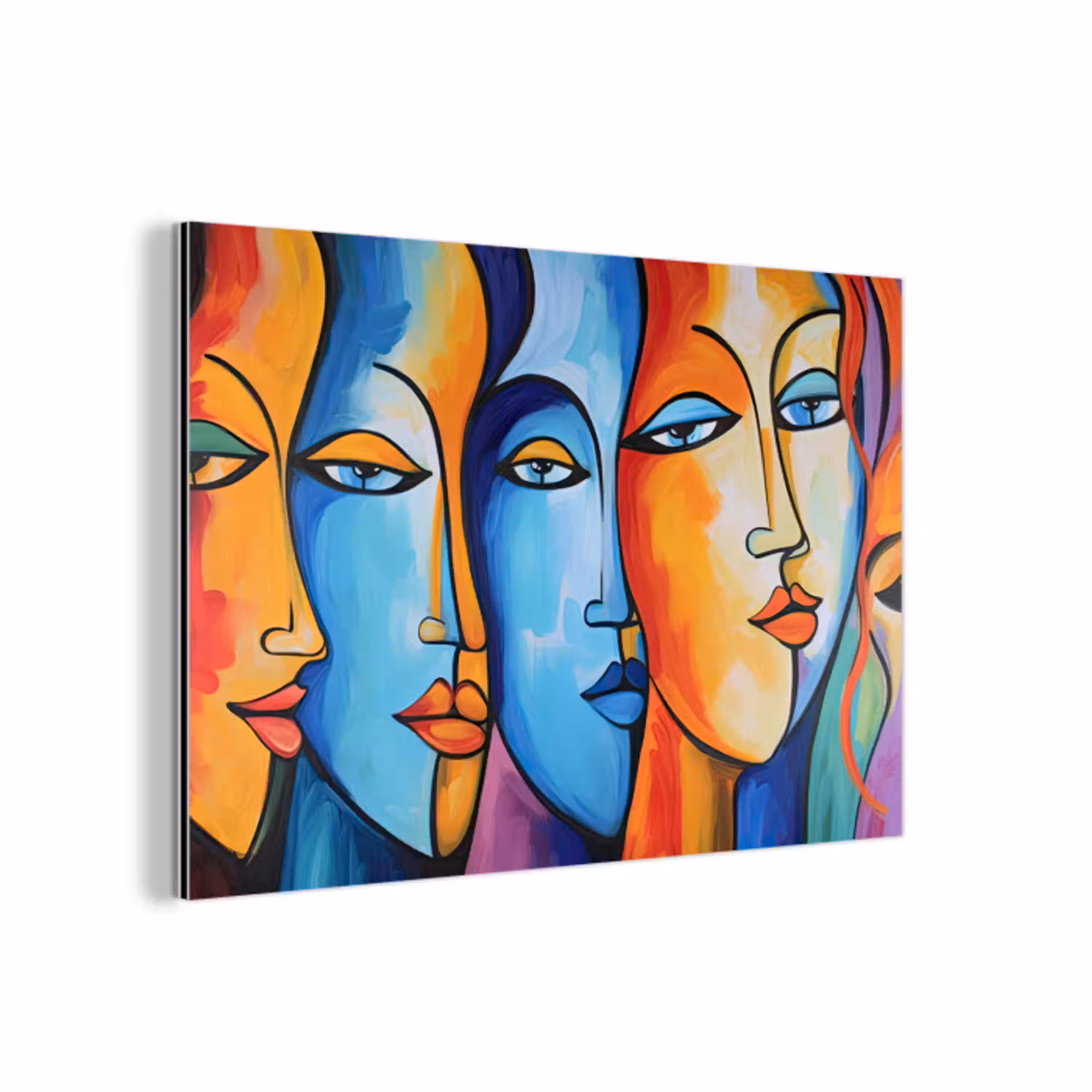 Hoofd - Olieverf - Schilderij - Kleurrijk aluminium wit klein -3d