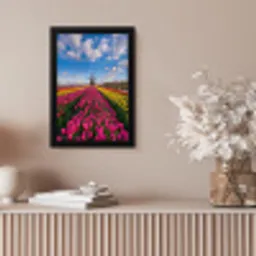 Tulpen - Holland - Molen - Kleurrijk fotolijst zwart zonder passe partout klein -sfeer5