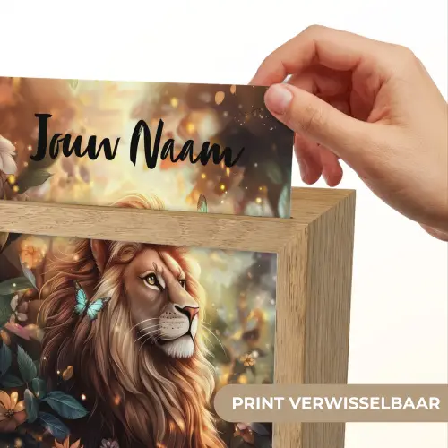 Leeuw - Dieren - Bloemen - Jungle Light Box met kabel (Kinderlampje) klein -USP_websiteprintNL