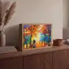 Koppel - Liefde - Bos - Kunst Light Box met batterij (Wandlamp) middel -sfeer2