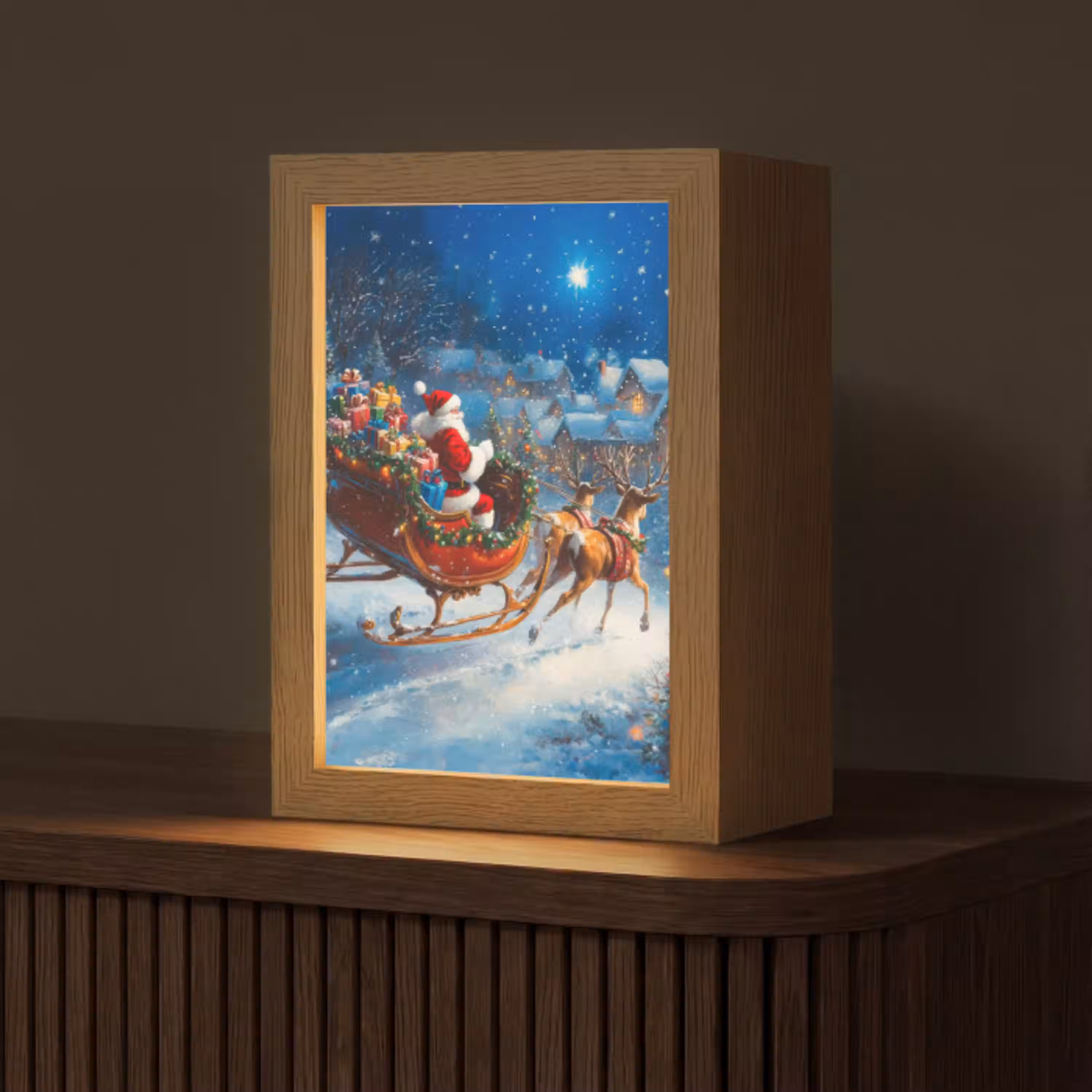 Kerstman - Rendier - Kerst - Sneeuw Light Box met kabel (Tafellamp) klein -z3d_website