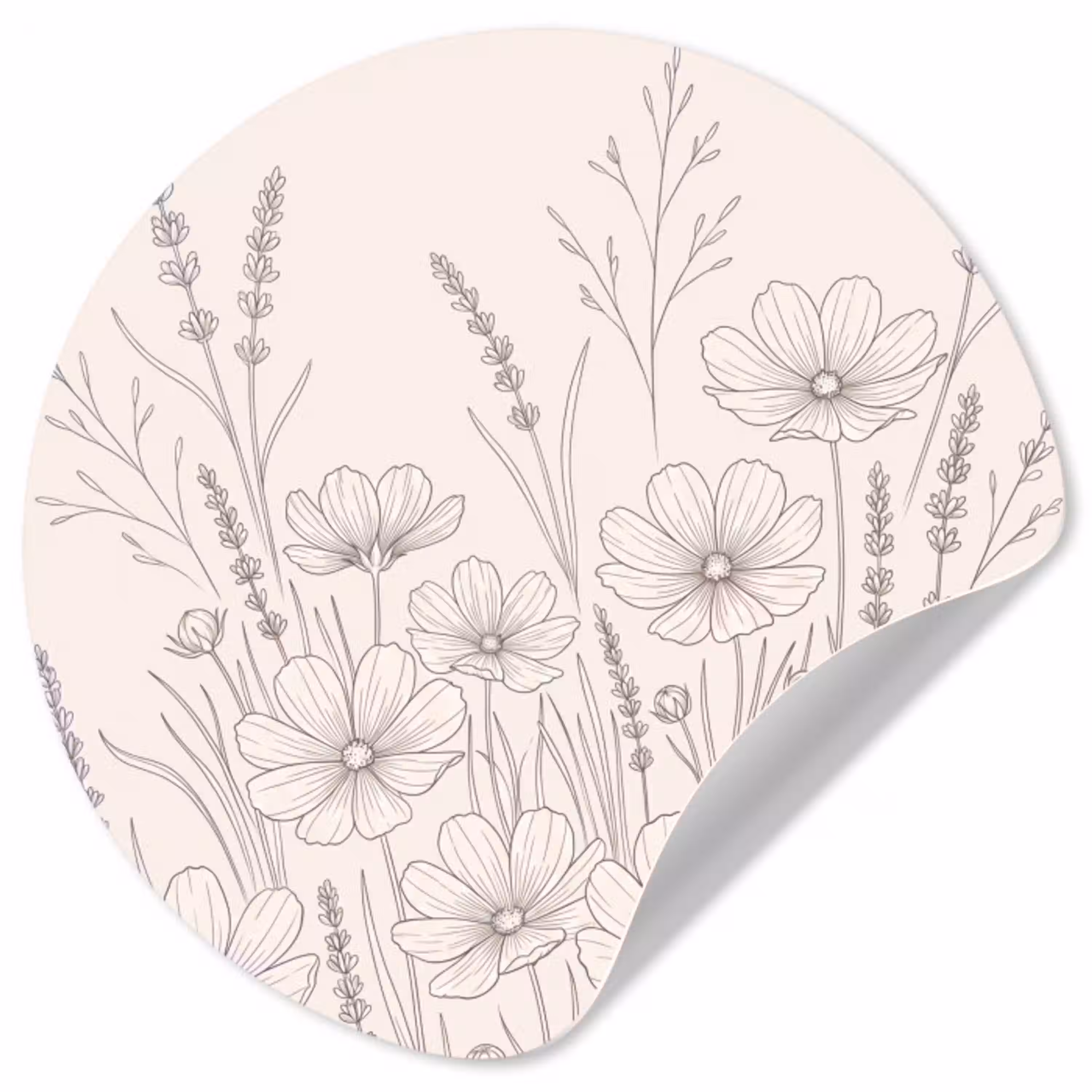Minimalistisch - Modern - Bloemen - Beige Wandcirkel behangsticker klein -3d