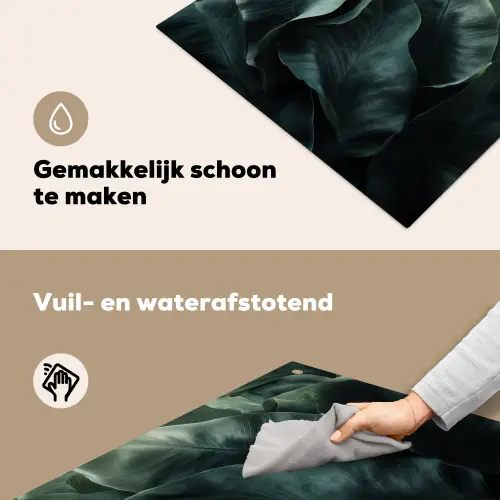 Groen - Bladeren - Glad - Nerven Inductie beschemer met haakjes middel -ky-schoon-nl