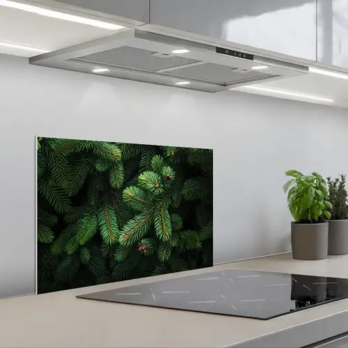 Sparrentakken - Knoppen - Naalden - Groen keuken achterwand spatscherm klein -3d_schuin
