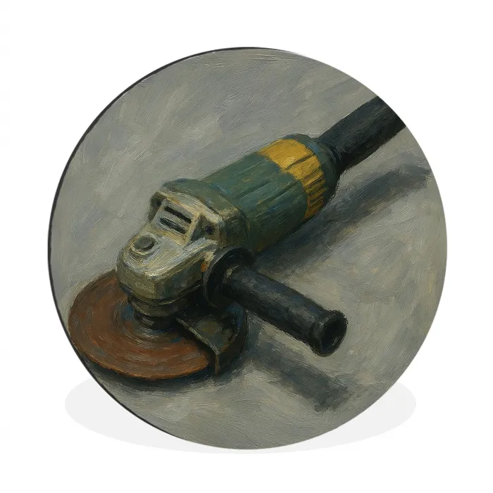 Haakse slijper - Schilderij - Gereedschap Wandcirkel aluminium klein -3d