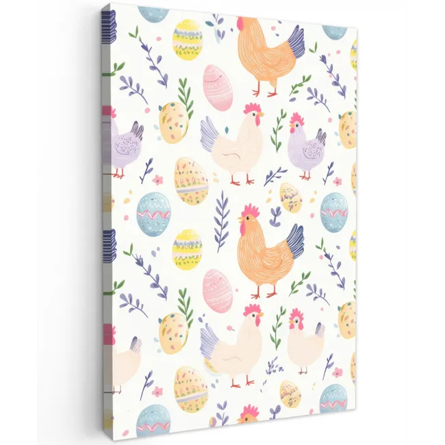 Patroon - Kip - Paaseieren Tuinposter op houten frame 2 cm dik klein -3d