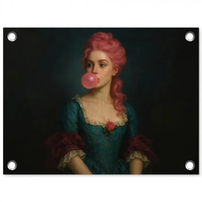 Vrouw - Portret - Kauwgombel tuinposter los doek klein -3d
