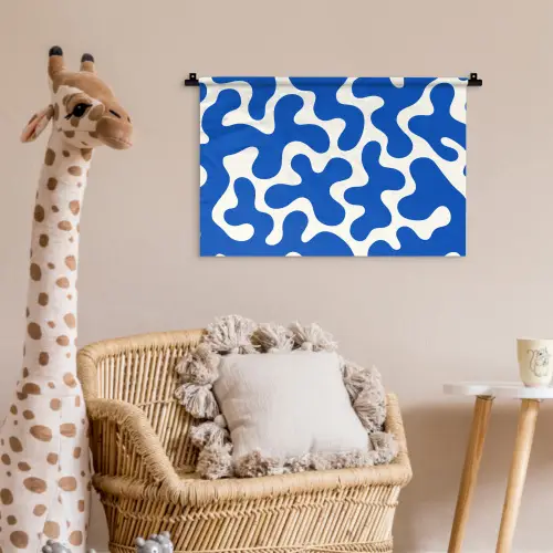 Vormen - Abstract - Blauw - Golven Wandkleed katoen klein -wsfeer5_kind