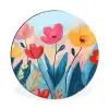 Illustratie - Bloemen - Kleurrijk Wandcirkel aluminium klein -3d