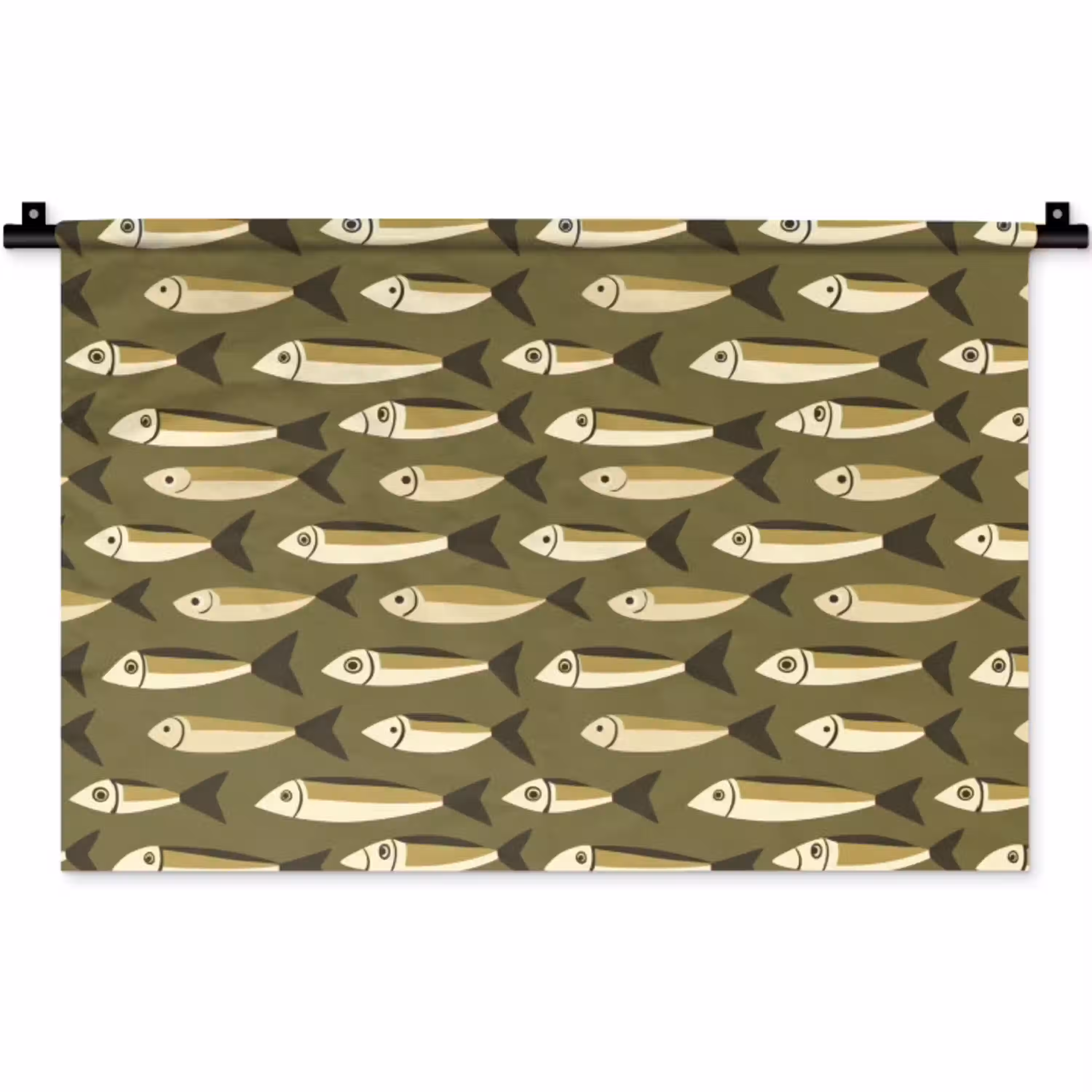 Vis - Patroon - Groen Wandkleed katoen klein 269 -zz3d