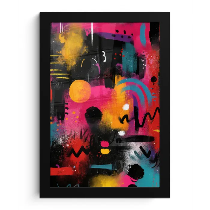 Kleurvlakken - Vormen - Kleurrijk - Abstract fotolijst zwart zonder passe partout klein -3d