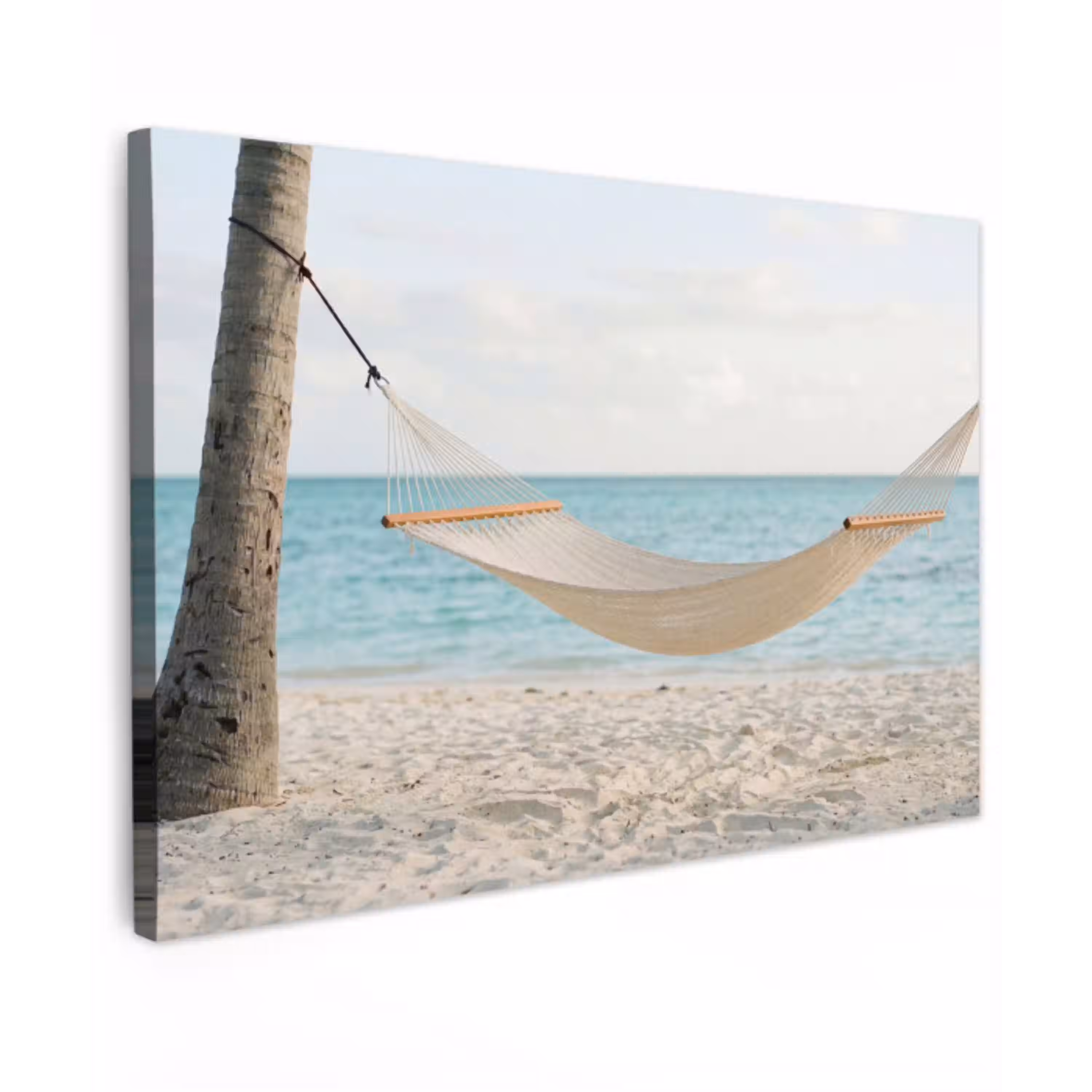Hangmat - Strand - Wit Tuinposter op houten frame 2 cm dik klein -3d
