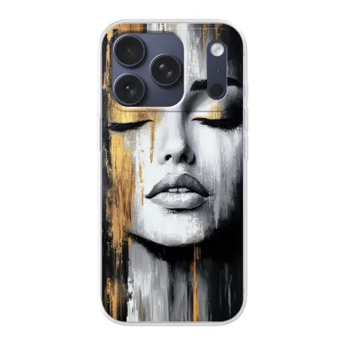 Gezicht - Vrouw - Penseelstreken - Abstract Telefoonhoesje iPhone 17 Pro klein -3d
