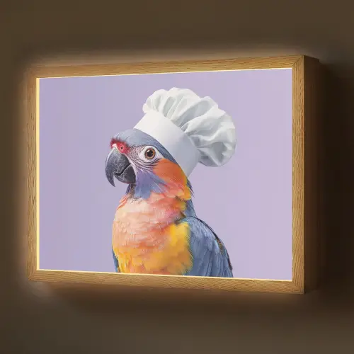 Papegaai - Koksmuts - Paars - Cute Light Box met batterij (Wandlamp) middel -z3d_website